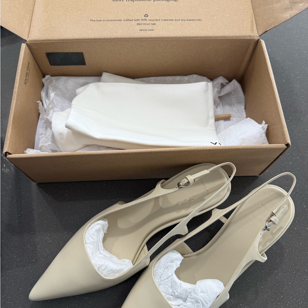 New Vince Leather - Moonlight Ivory - Slingback Heels